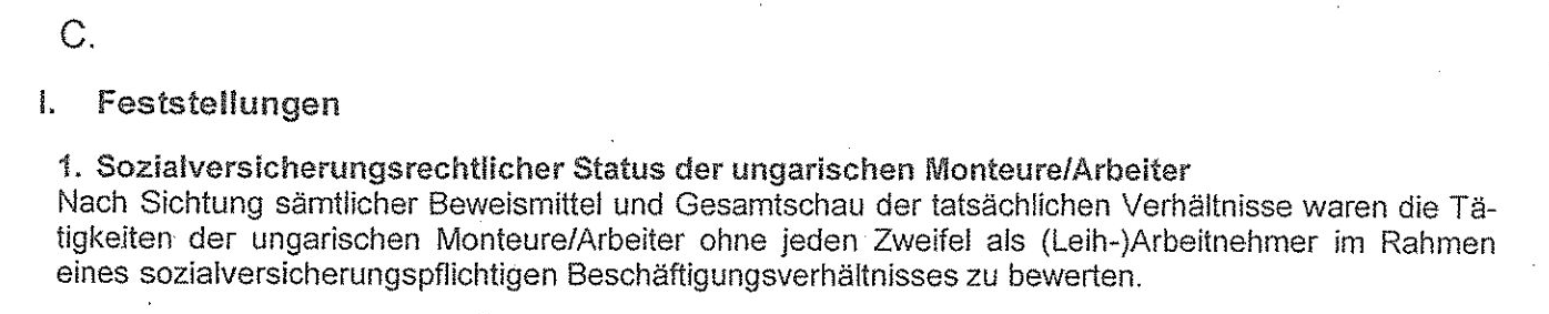 Feststellung der Scheinselbständigkeit der von der Firma M. beauftragten Mandanten durch den Sachverständigen Herrn Florian Engl von der DRV Schwaben vom 17.02.2017.